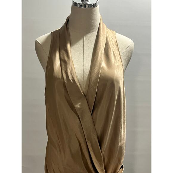 Helmut Lang Champagne Silk Draped Cowl V Neck Sleeveless Racerback Top sz Lg - Picture 7 of 9